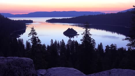 a beautiful dawn establishing shot of emerald bay at lake tahoe 1