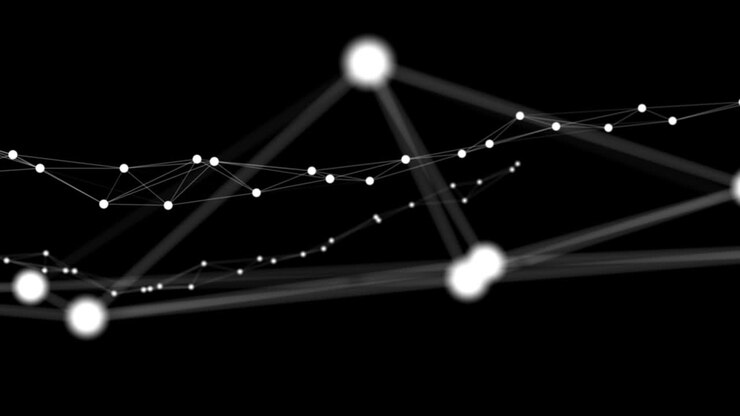 Linee e punti geometrici connessi. Sfondo in loop con grafica tecnologica semplice