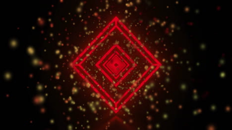 animation of glowing light spots moving over red neon shape on black background