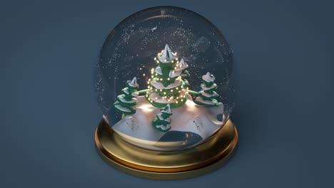 el globo de nieve de navidad está girando 3d renderización de animación de bucle sin costuras