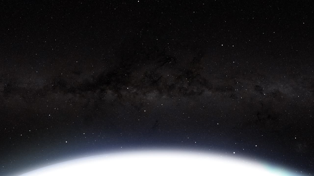 Flying through the stars against the backdrop of a beautiful galaxy