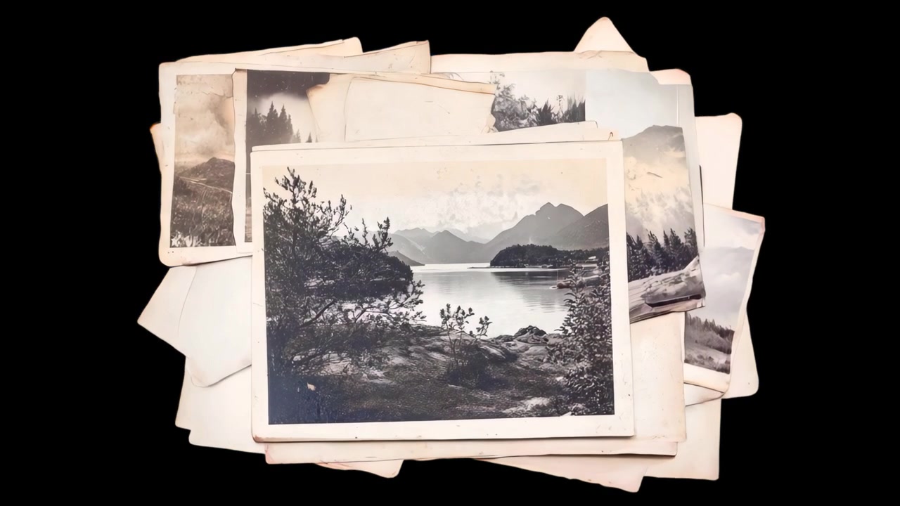 Stack of Vintage Black and White Landscape Photographs