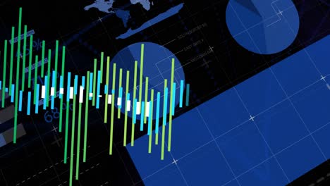 animation of financial data processing and statistics