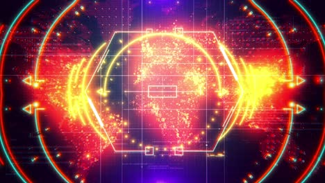 digital abstact world map target grid hud background loop