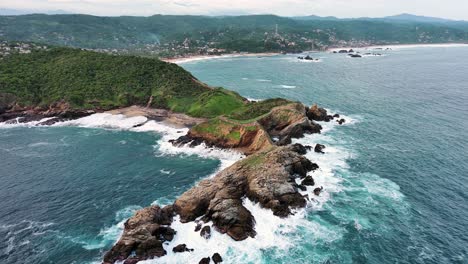 punta cometa mazunte sea turtle conservation aerial drone fly above green cliff