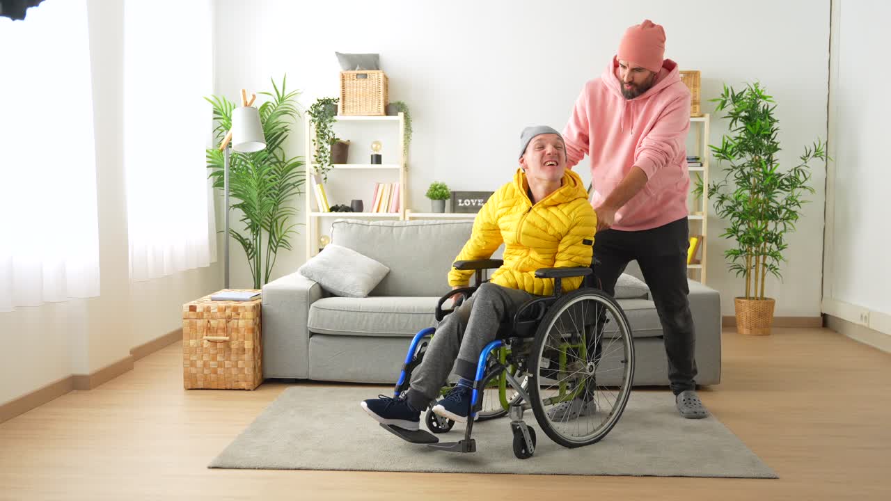 Couple enjoying life with disability in a loving home