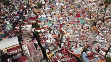 Basilica-De-Guanajuato,-Mexico,-Drone-Shot