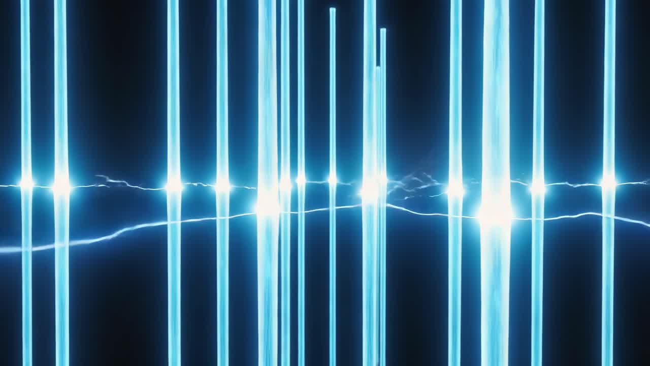 Abstract Blue Light Beams with Electrical Discharge
