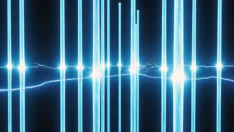 abstract blue light beams with electrical discharge