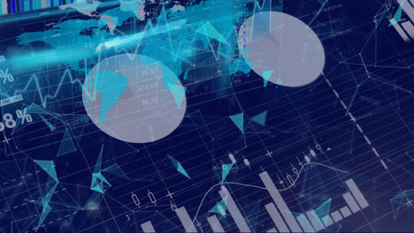 Procesamiento-De-Datos-Estadísticos-Y-Redes-De-Plexos-Contra-El-Mapa-Mundial-Sobre-Fondo-Azul