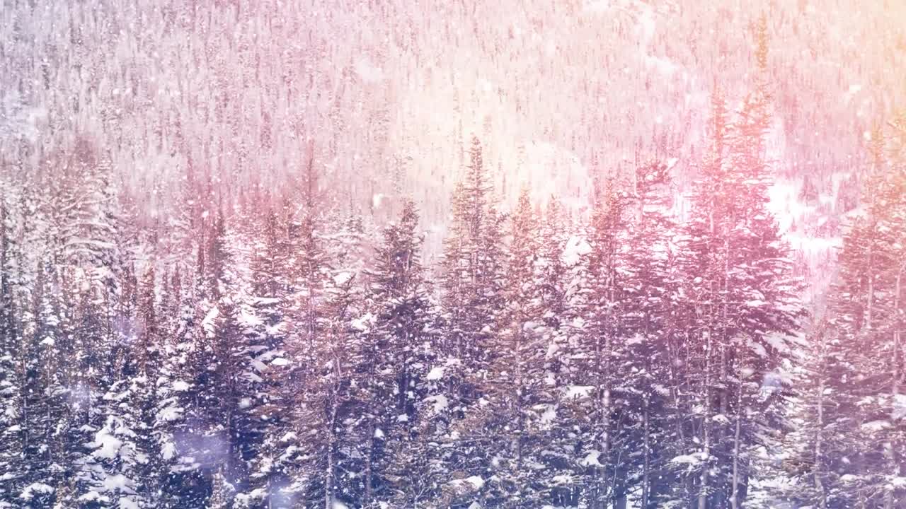 겨울 풍경 위에 내리는 눈에 비해 빛의 반점의 디지털 애니메이션