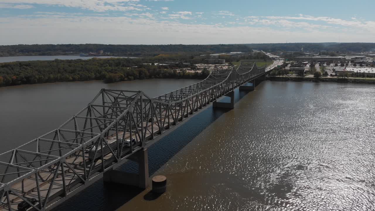 Aerial of McClugage Bridge in Peoria, Illinois
