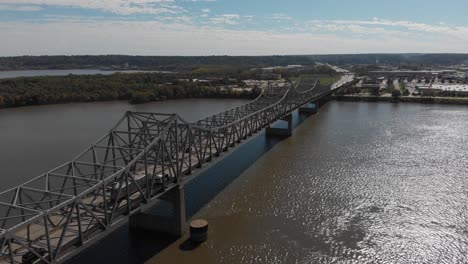 aerial of mcclugage bridge in peoria, illinois