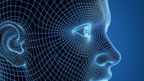 explore the concept of digital representations as a 3d wireframe model reveals the complexities of artificial intelligence. this innovative visualization showcases how technology maps human features.