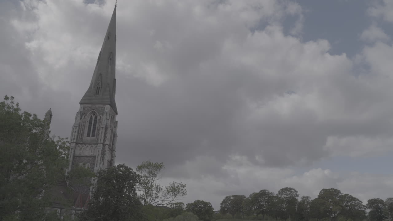 St Alvan church in Copehagen on a cloudy day LOG