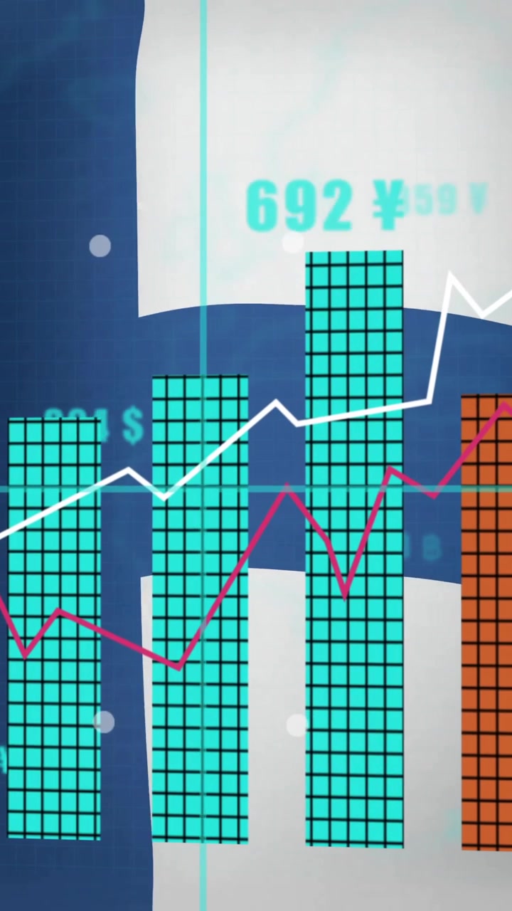 Animation of diagrams over flag of finland and data processing