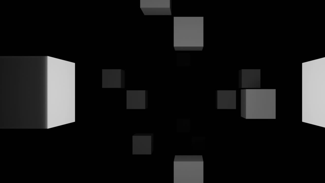 Abstract 3D Render of White and Grey Cubes on a Black Background