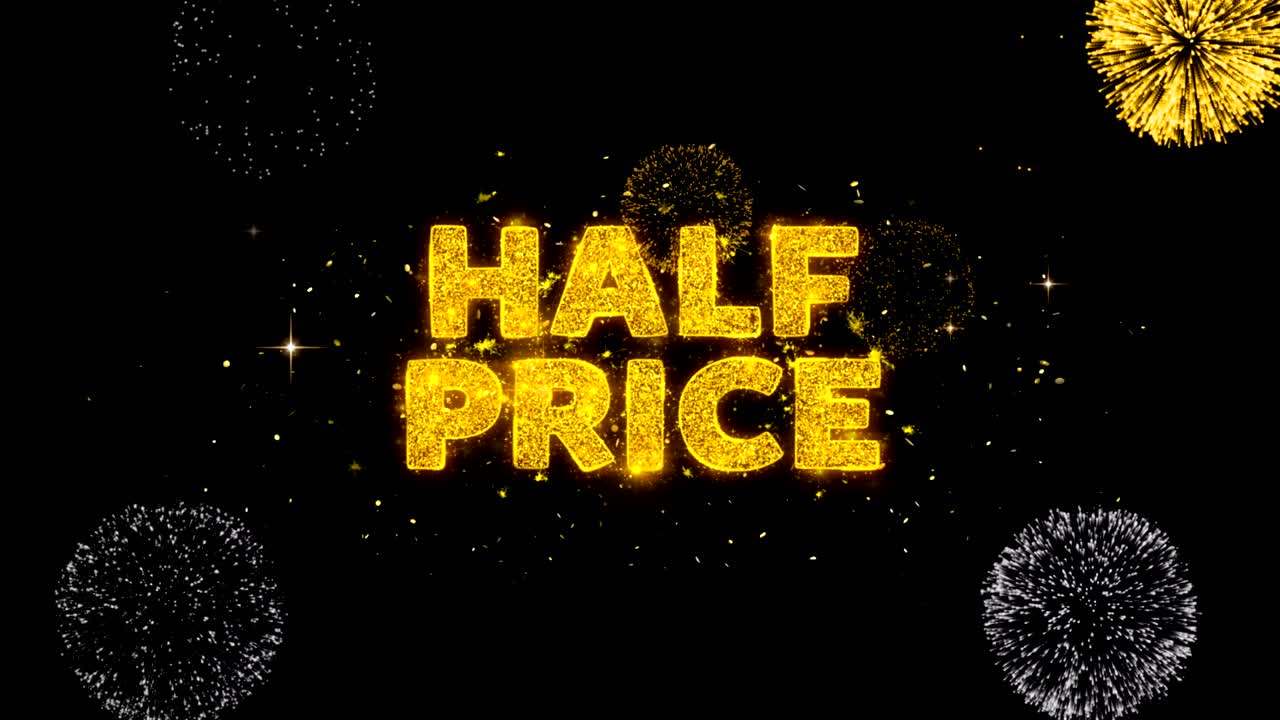 반값 텍스트는 반이는 황금 입자 불꽃놀이에 나타납니다.