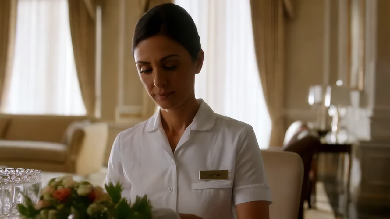 럭셔리 객실의 호텔 하녀