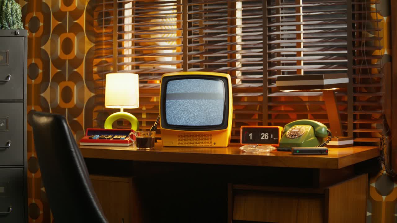 레트로 1970 년대 오피스 장면