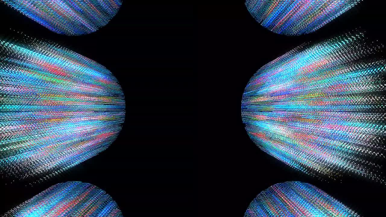 líneas abstractas luz colorida brillante forma redonda en el centro, fondo negro