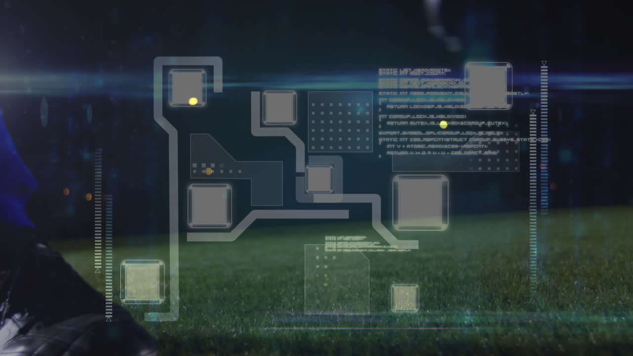 animación del procesamiento de datos sobre el jugador de fútbol