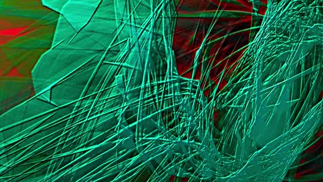 4k animación de bucle grunge color verde caos desordenado pintura de pincel acrílico sobre fondo rojo y negro brillante. abstracto grunge pintado pincel trazos de diseño de movimiento para la transición, título. bucle sin costuras.