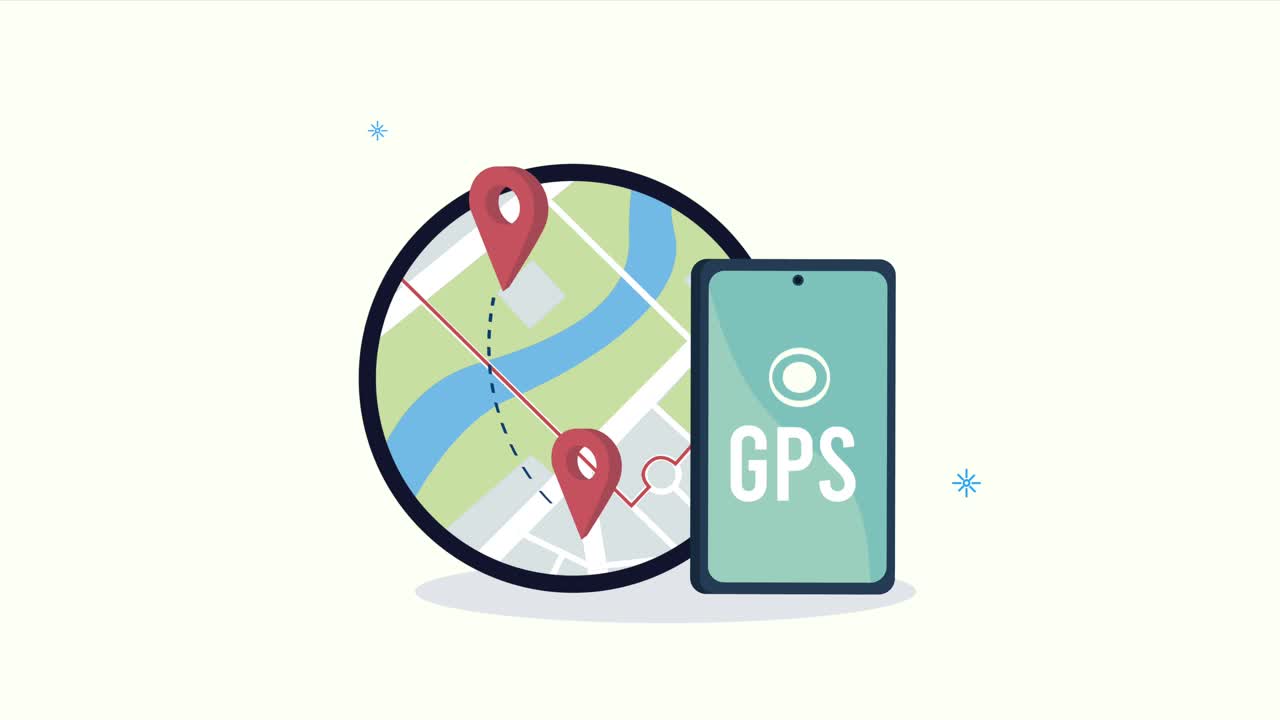 teléfono inteligente con animación de aplicación gps