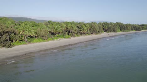 Four-Mile-Beach---Tropical-Beach-In-Port-Douglas,-Queensland,-Australia---aerial-drone-shot