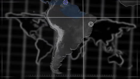 animación de la red de conexiones a través del mapa del mundo y el escáner