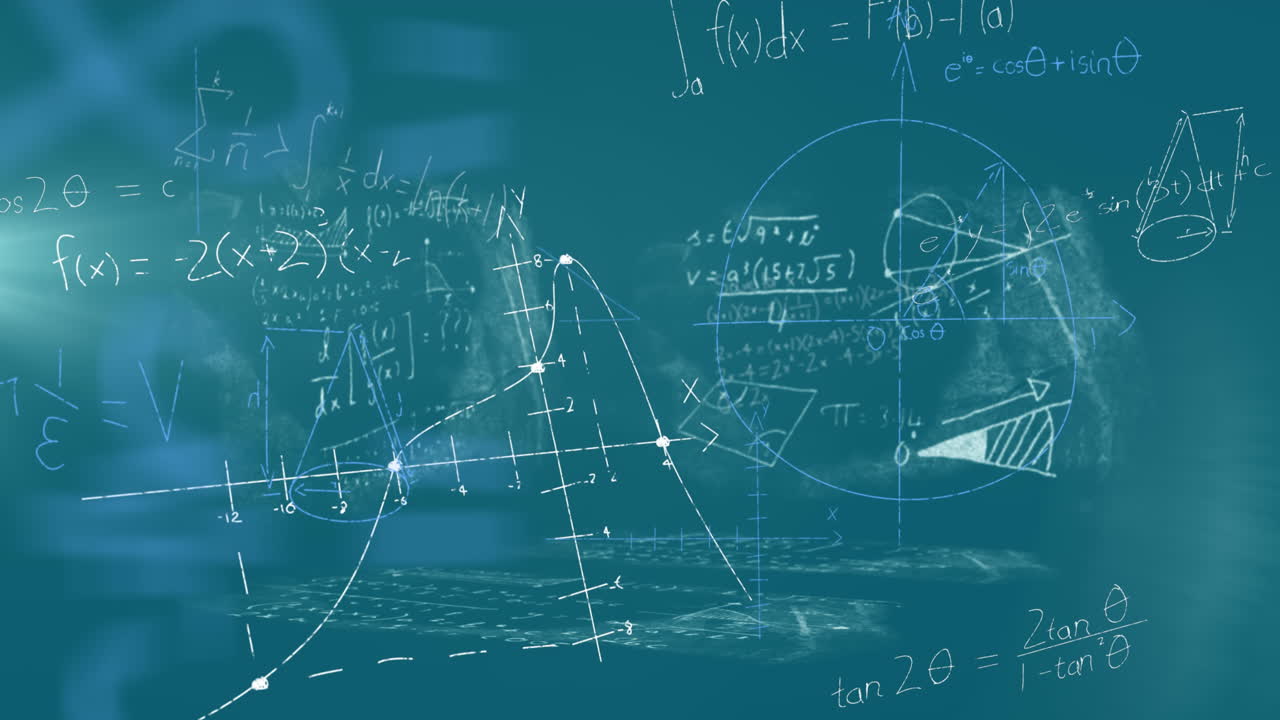 파란색 배경에 대한 수학 방정식과 기호