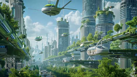 eco-friendly futuristic cityscape