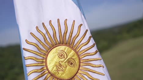 close-up of the emblem on the argentine flag