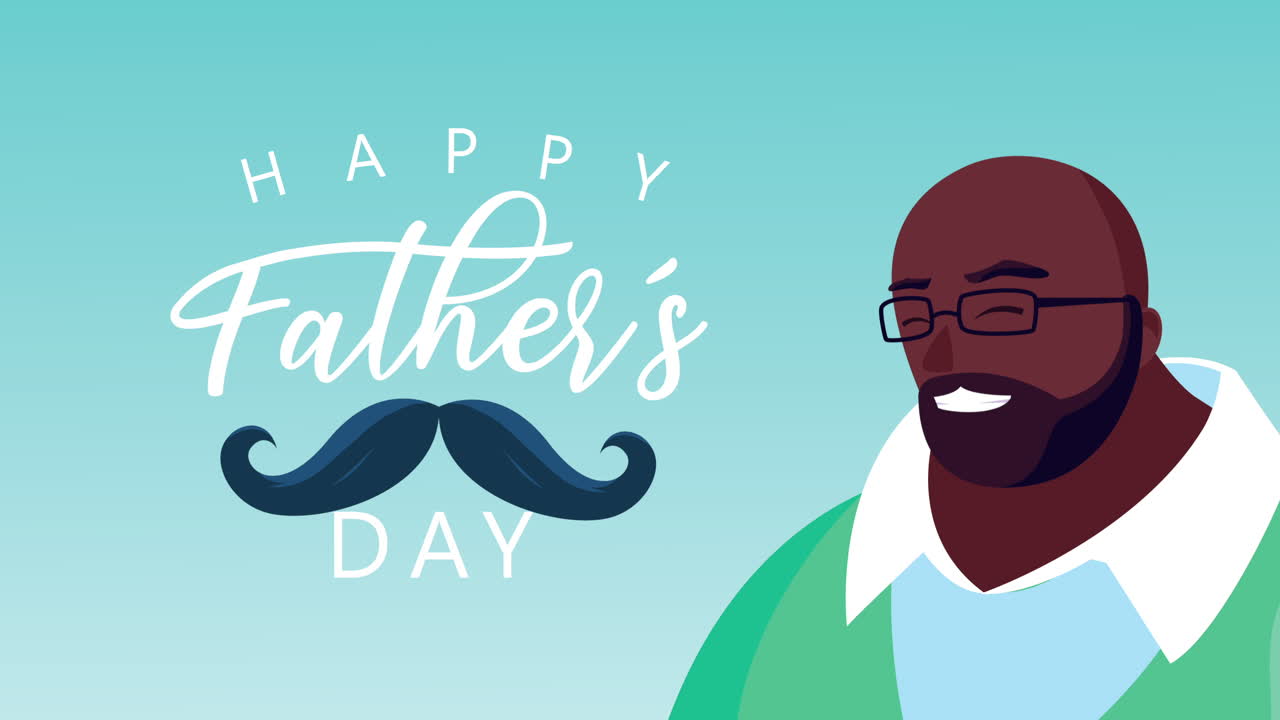Grattis på fars dag-text med pappa med afrohår