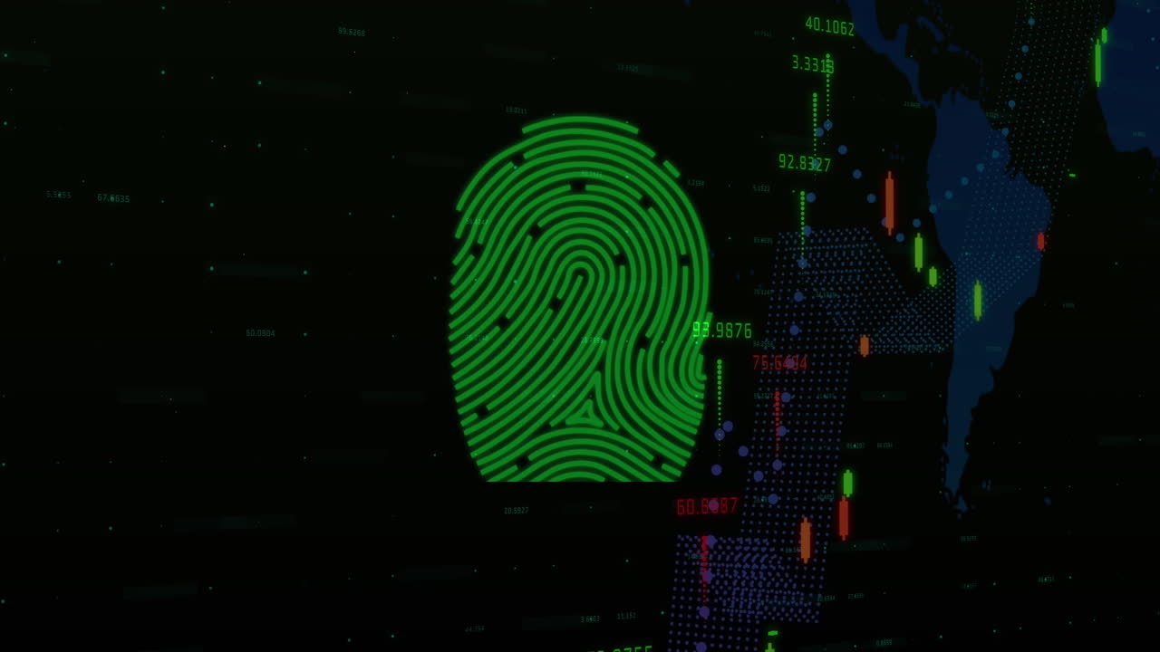 procesamiento de datos financieros contra el escáner biométrico de huellas dactilares