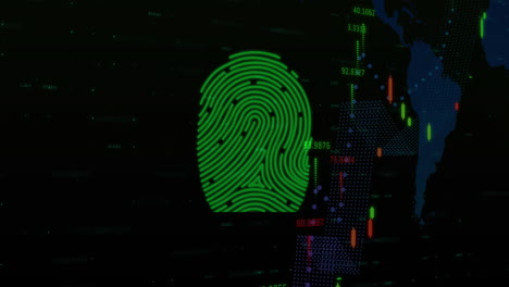 procesamiento de datos financieros contra el escáner biométrico de huellas dactilares