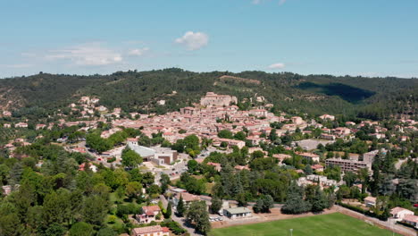 gréoux-les-bains village aerial shot sunny day provence france