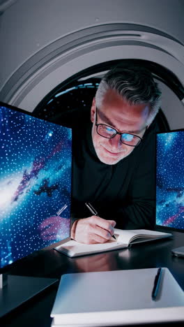 scientist working on space research