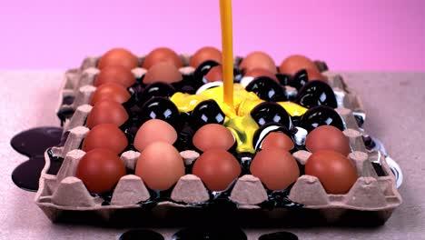 dyeing eggs in an egg carton