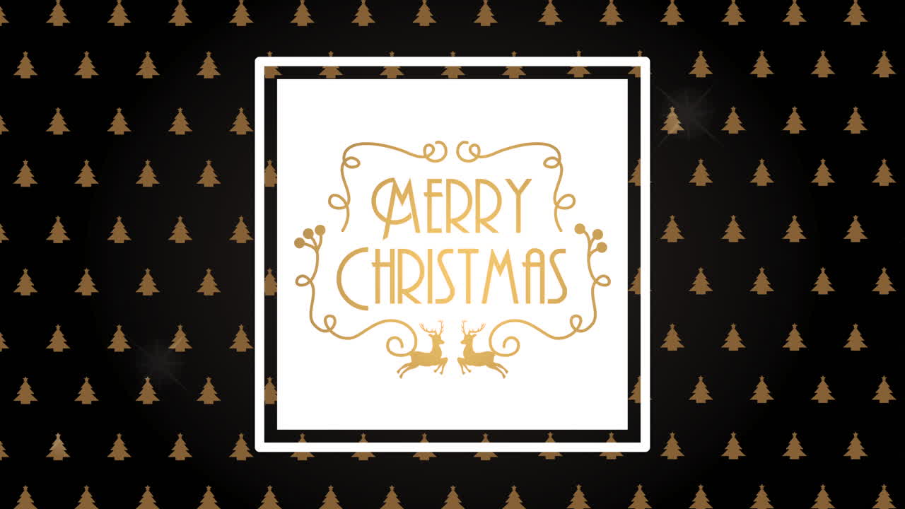 황금 프레임과 함께 메리 크리스마스 애니메이션