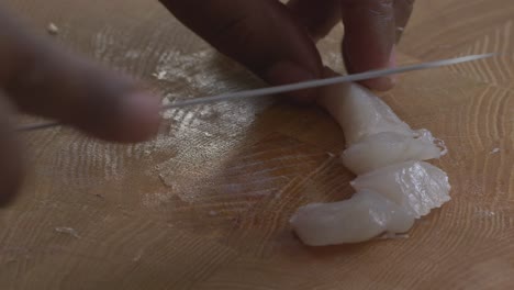 cutting the fish for the ceviche part 6