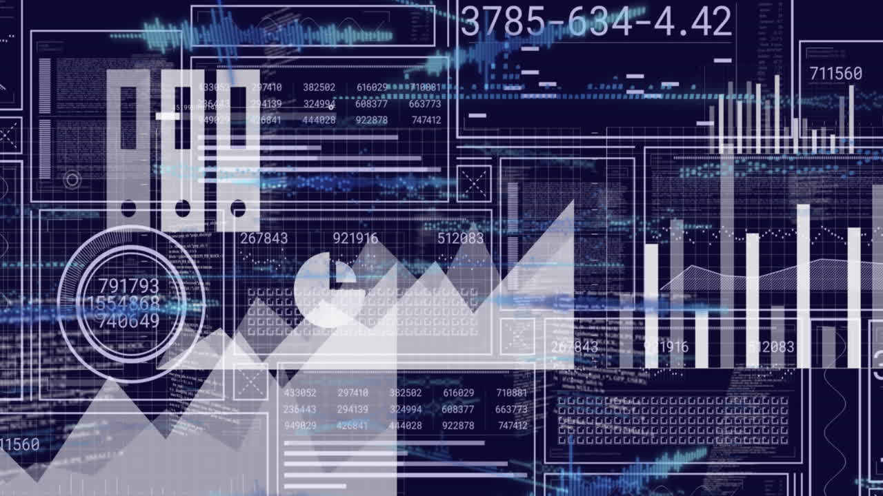 animación del procesamiento de datos en pantallas