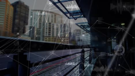 animation of network of connections over cityscape