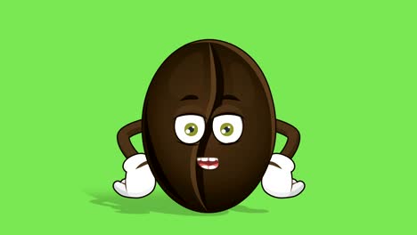 fagioli di caffè dei cartoni animati parlano con l'animazione del viso alpha matte