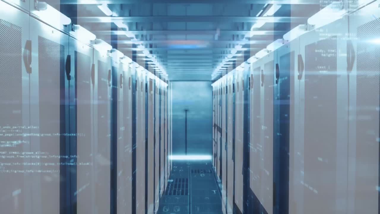 Animation of network of connections over server room