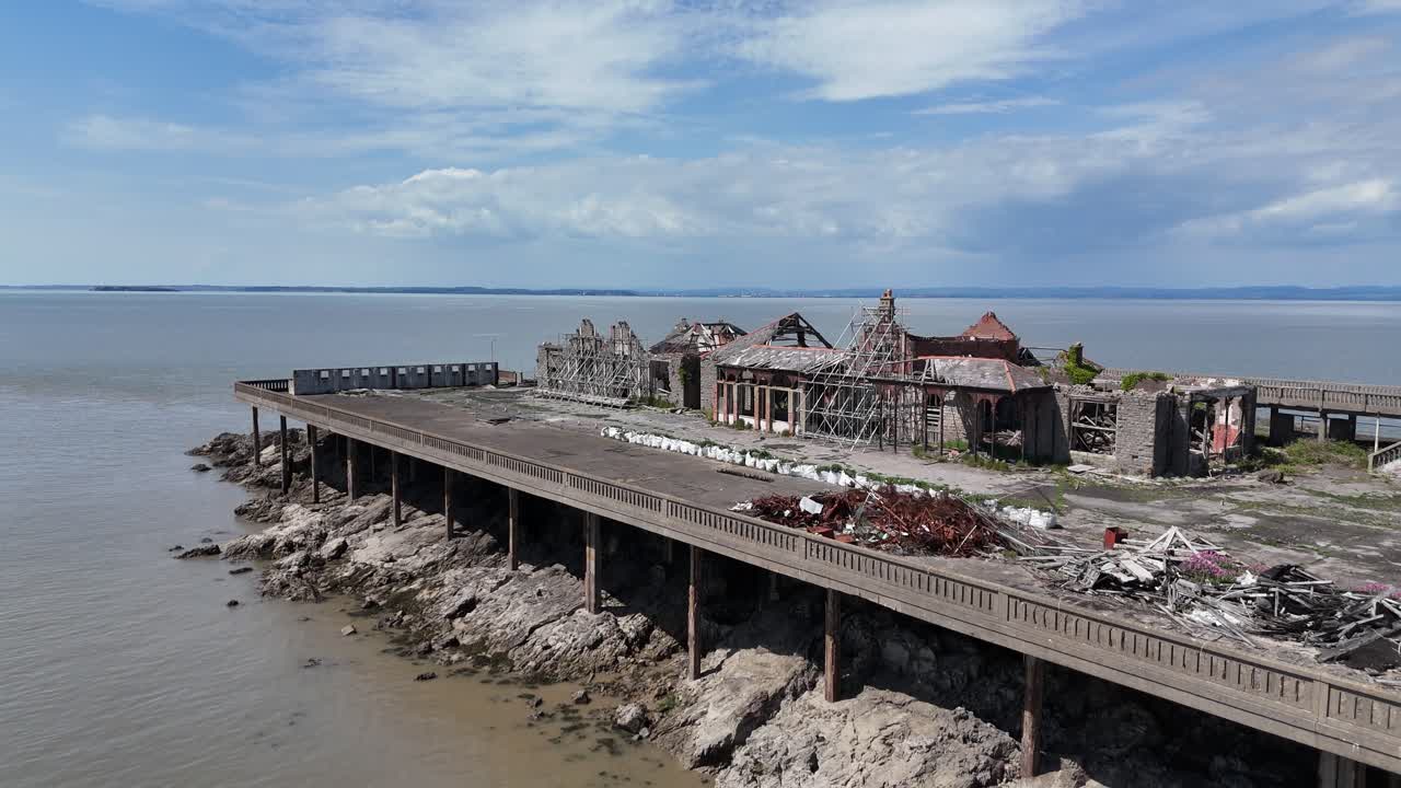 Old derelict buildings Birnbeck Pier, Weston-super-Mare UK Project