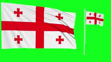 Greenscreen-Schwenkt-Georgische-Flagge-Oder-Fahnenmast