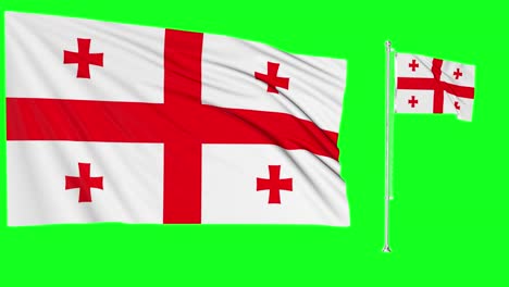 green screen waving georgia flag or flagpole