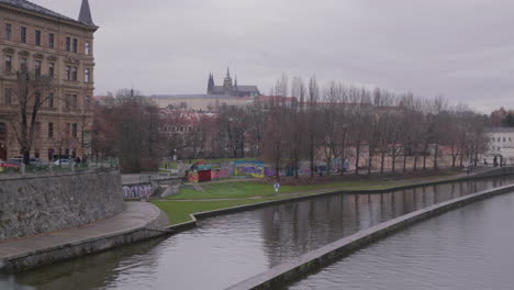 panorama bridge view of old part of prague