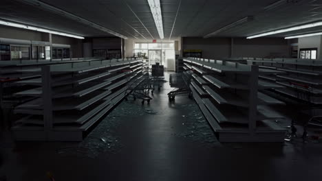empty and damaged grocery store